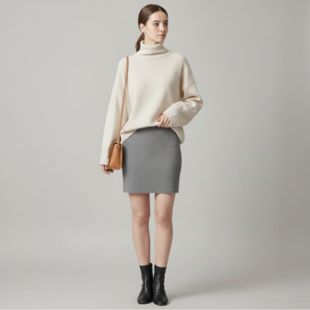 Eileen Fisher Womens Small Merino Wool Pencil Knitted Skirt